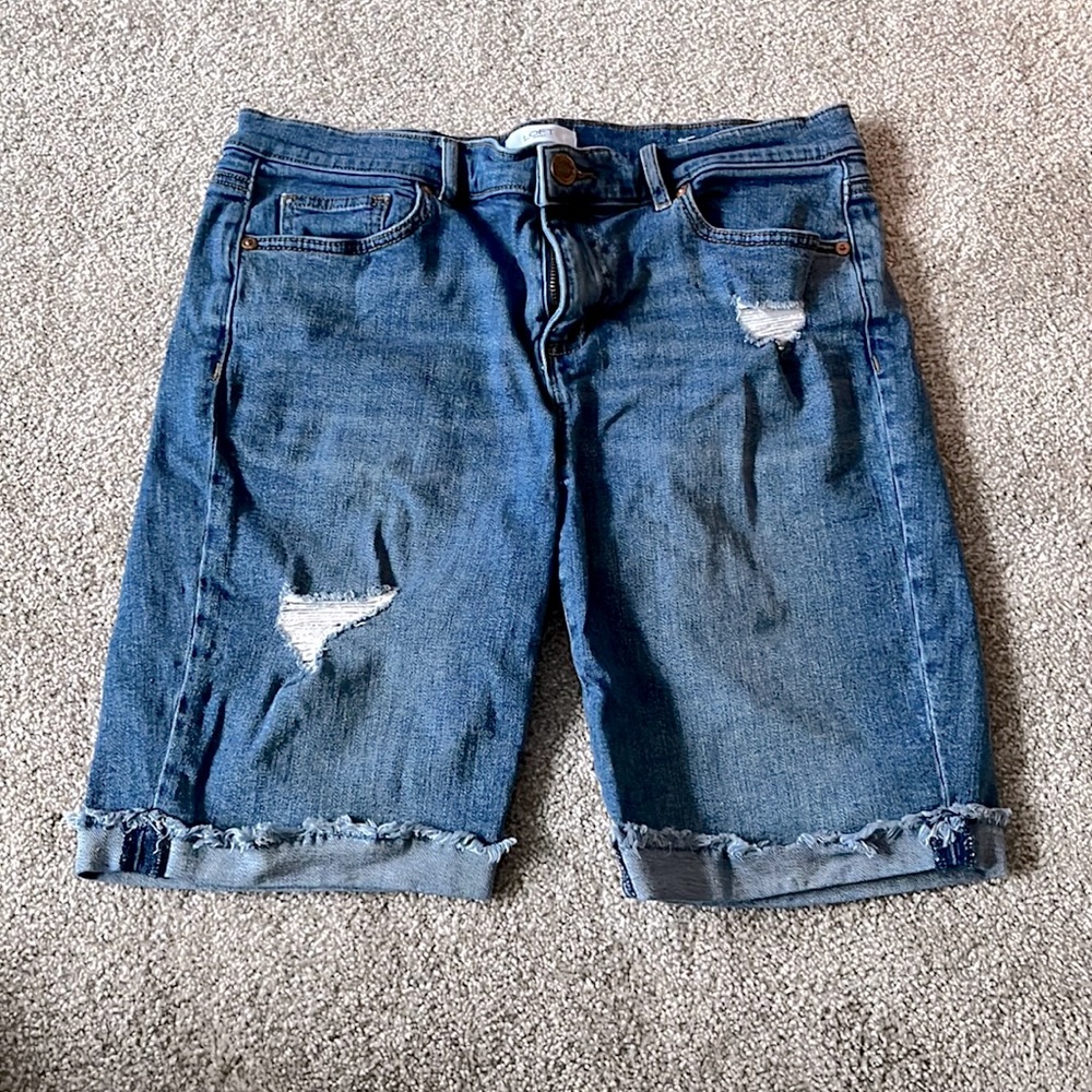 LOFT size 11 light blue ripped jean shorts